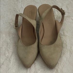 Elegant Cream Slingback Wedges